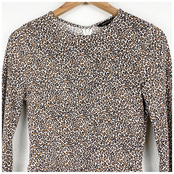 Banana Republic Fit and Flare Leopard Print Long Sleeve Midi Dress Size XS - Picture 7 of 12